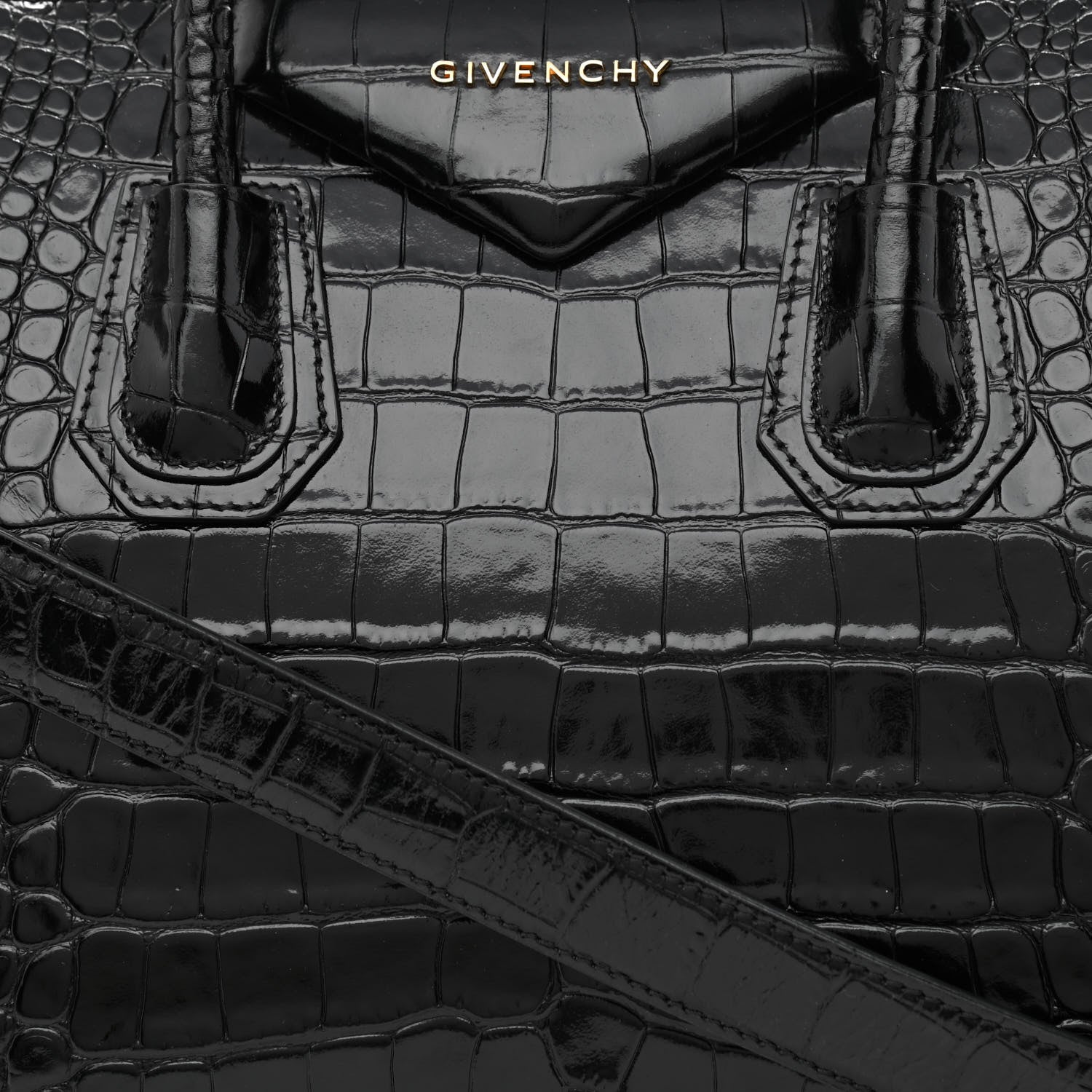 Givenchy Calfskin Crocodile Embossed Small Antigona Black 8 of 10