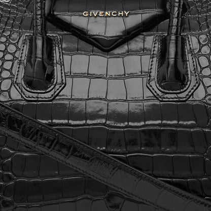 Givenchy Calfskin Crocodile Embossed Small Antigona Black 8 of 10
