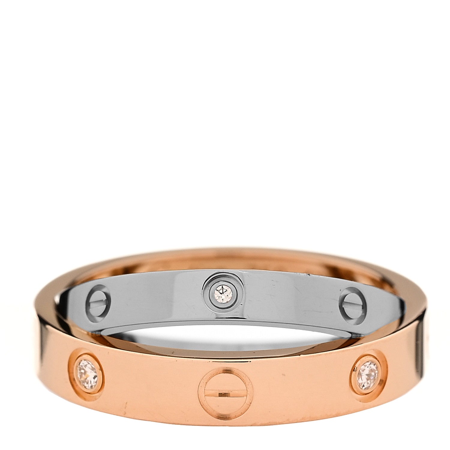 Cartier 18K Pink White Gold 6 Diamond LOVE Ring 47 4.25 1 of 7