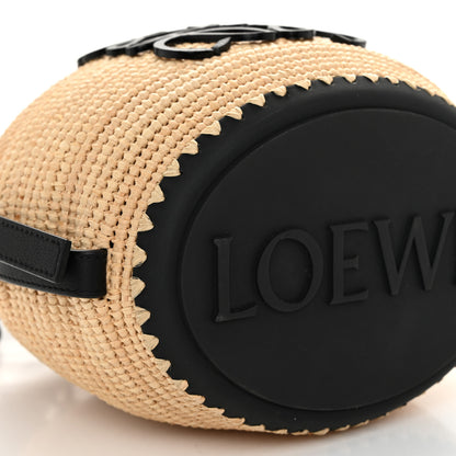 Loewe X PAULA'S IBIZA Raffia Calfskin Beehive Basket Tote Bag Natural Black 8 of 10