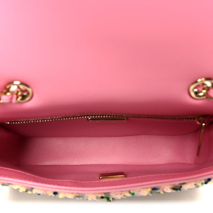 Chanel Sequin Small Single Flap Pink Green Multicolor 5 of 11