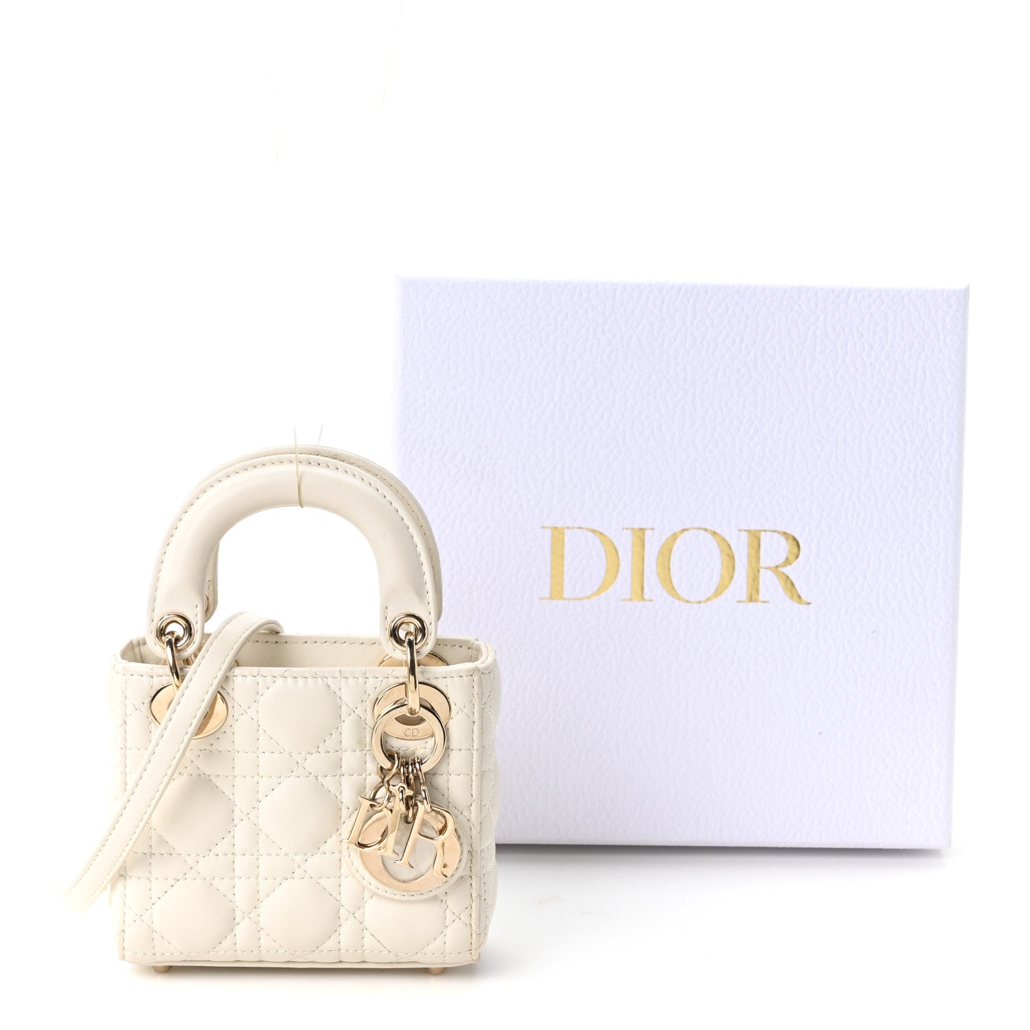 Christian Dior Lambskin Cannage Micro Lady Dior Latte 10 of 10