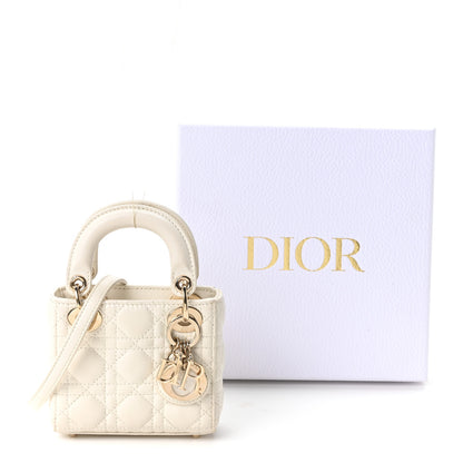 Christian Dior Lambskin Cannage Micro Lady Dior Latte 10 of 10