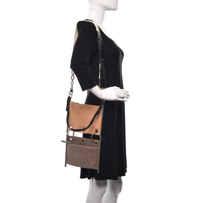 Chloe Smooth Calfskin Suede Roy Double Shoulder Bag Merino Grey Blushy Pink 2 of 10