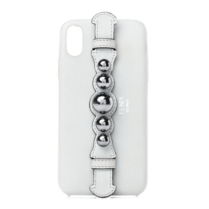Fendi Calfskin Scalloped Studded Pearl iPhone X Case Grey 1 of 4