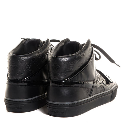 Louis Vuitton Patent Calfskin Embossed Monogram Tower Sneakers 9 Black 3 of 5