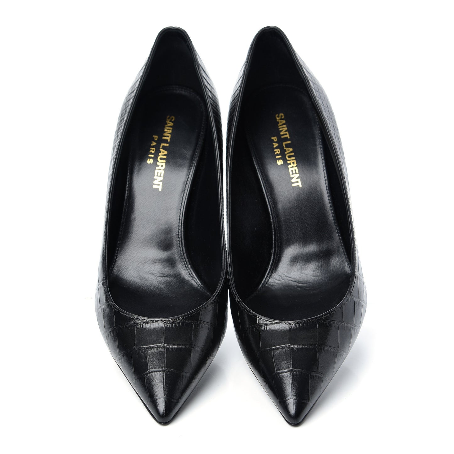 Calfskin Crocodile Embossed Opyum Pumps 36 Black