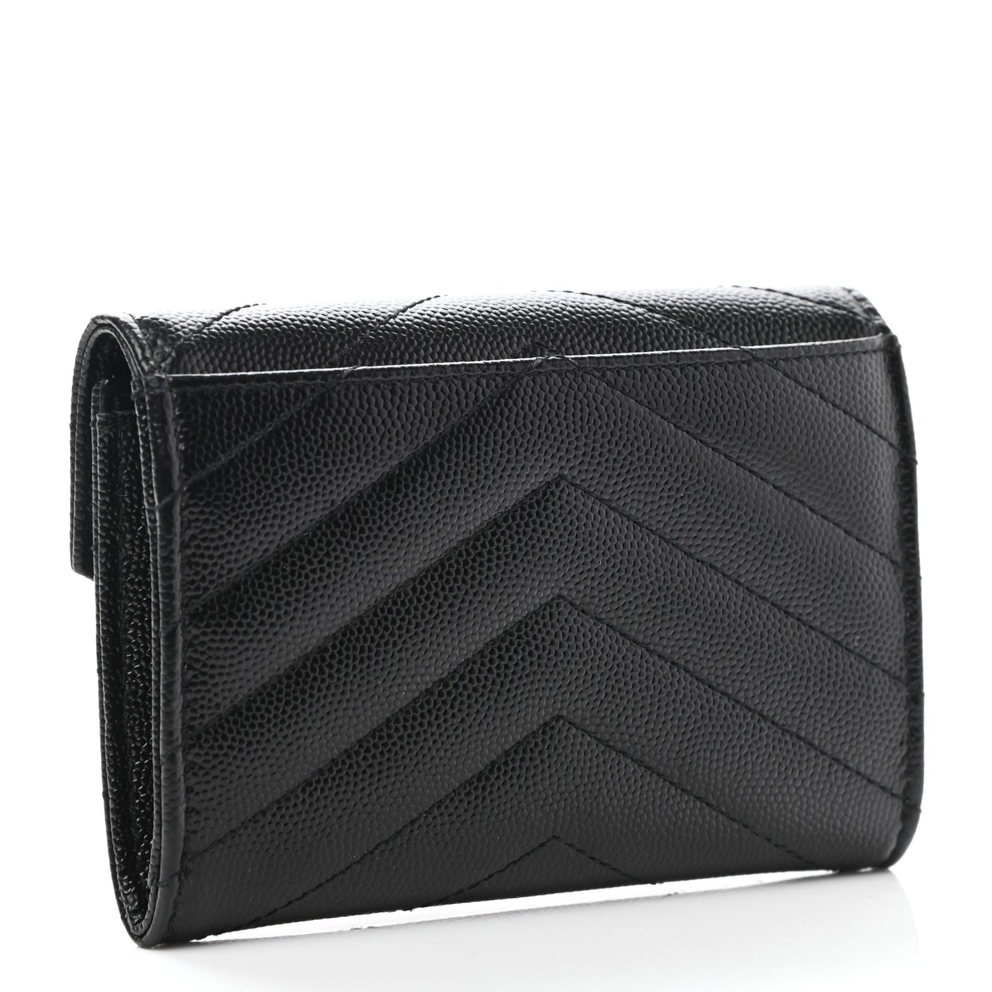 Grain De Poudre Matelasse Chevron Small Monogram Envelope Wallet Black