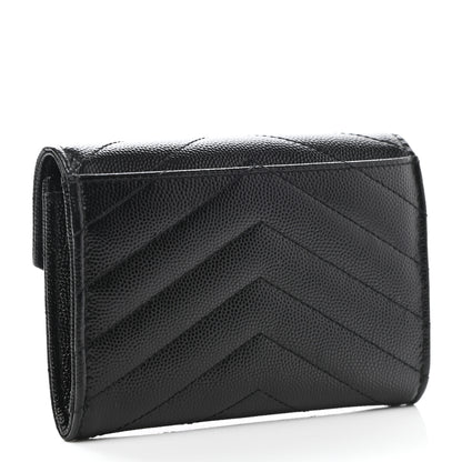 Saint Laurent Grain De Poudre Matelasse Chevron Small Monogram Envelope Wallet Black 3 of 8