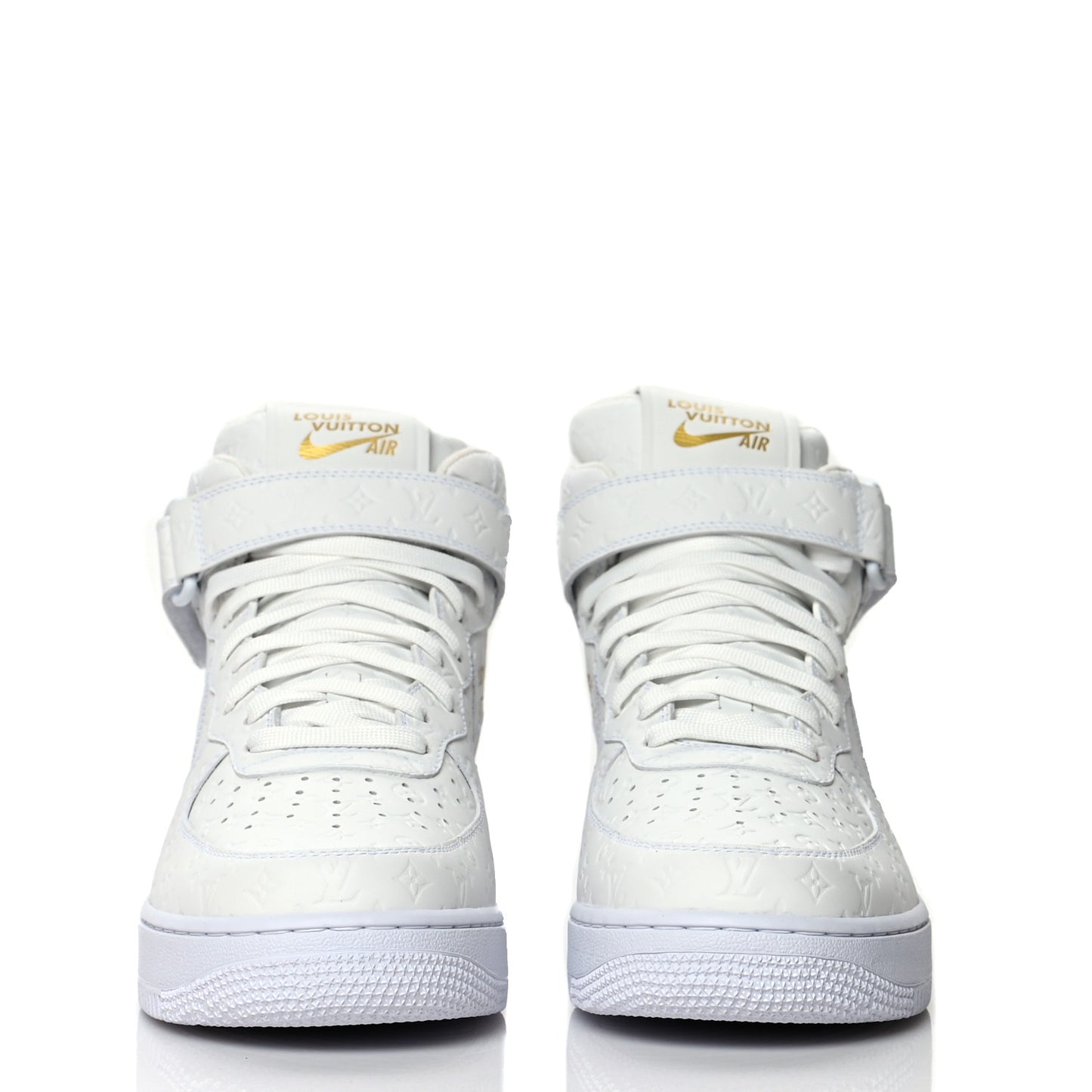 X NIKE AIR FORCE 1 Calfskin Monogram Mid Sneakers 9.5 White