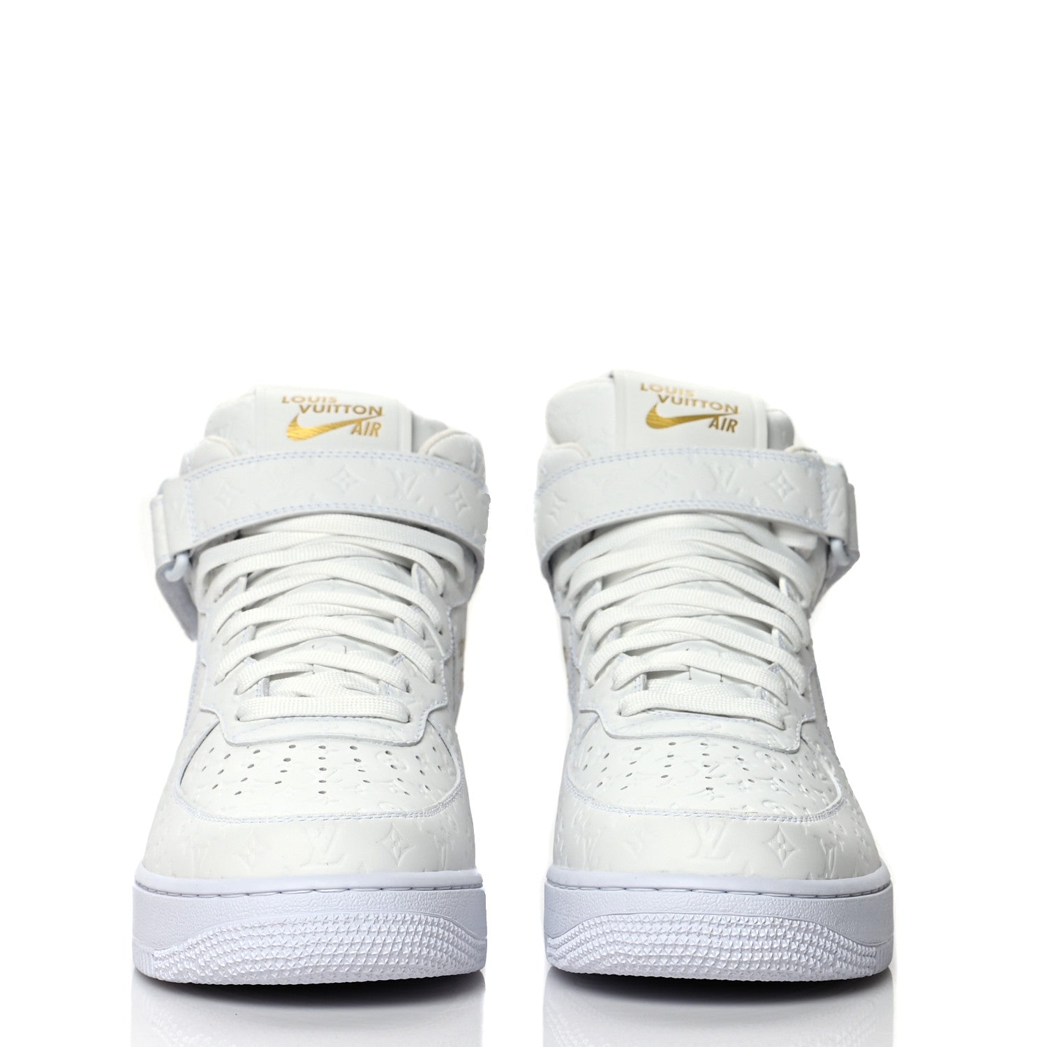 Louis Vuitton X NIKE AIR FORCE 1 Calfskin Monogram Mid Sneakers 9.5 White 2 of 8