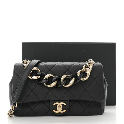 Chanel Lambskin Quilted Resin Bi-Color Chain Flap Bag Black 11 of 11