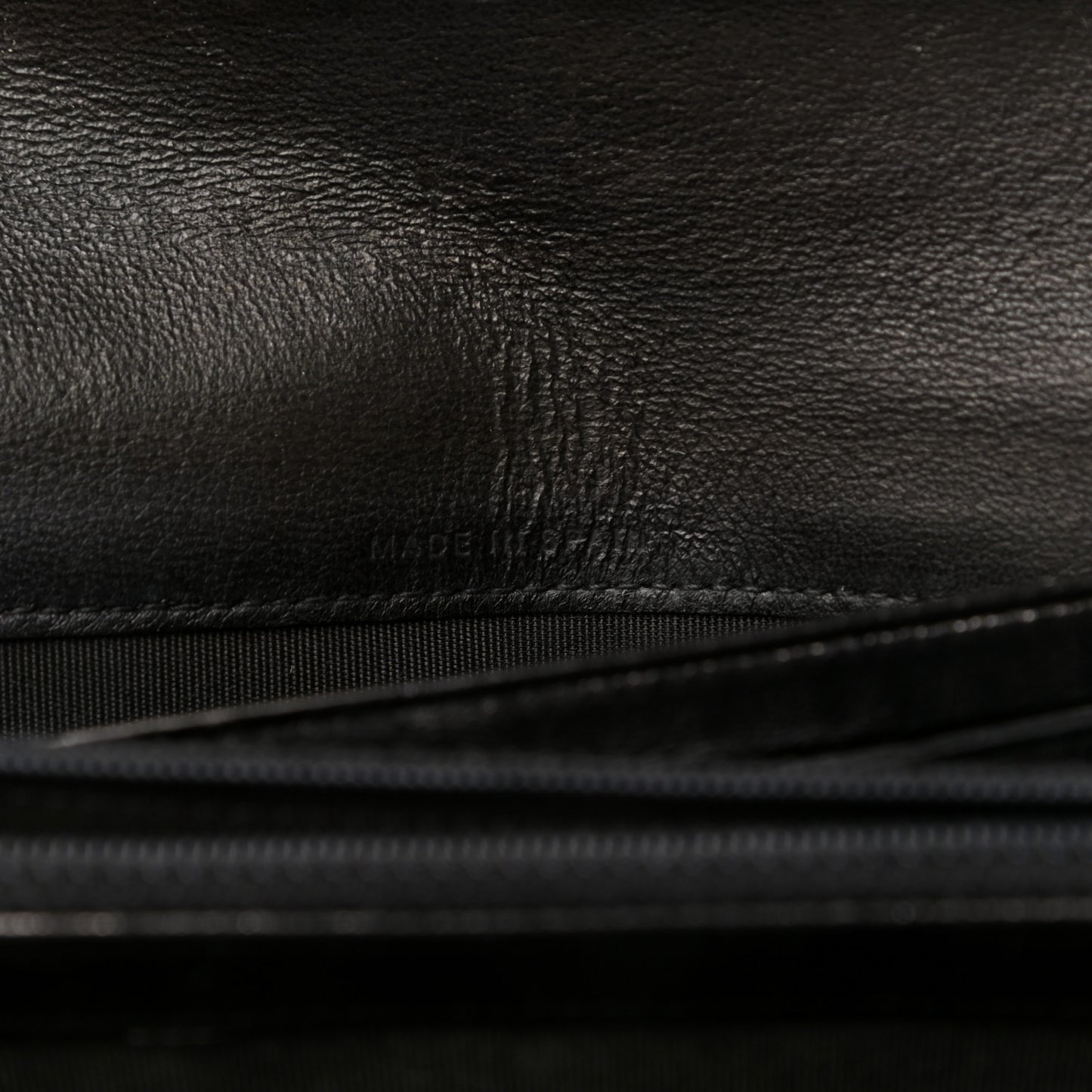 Perforated Lambskin Quilted Large Gusset Flap Wallet Black