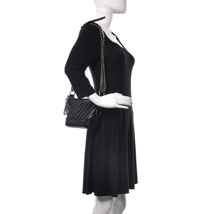 Chanel Aged Calfskin Chevron Quilted Small Gabrielle Hobo Black 2 of 14