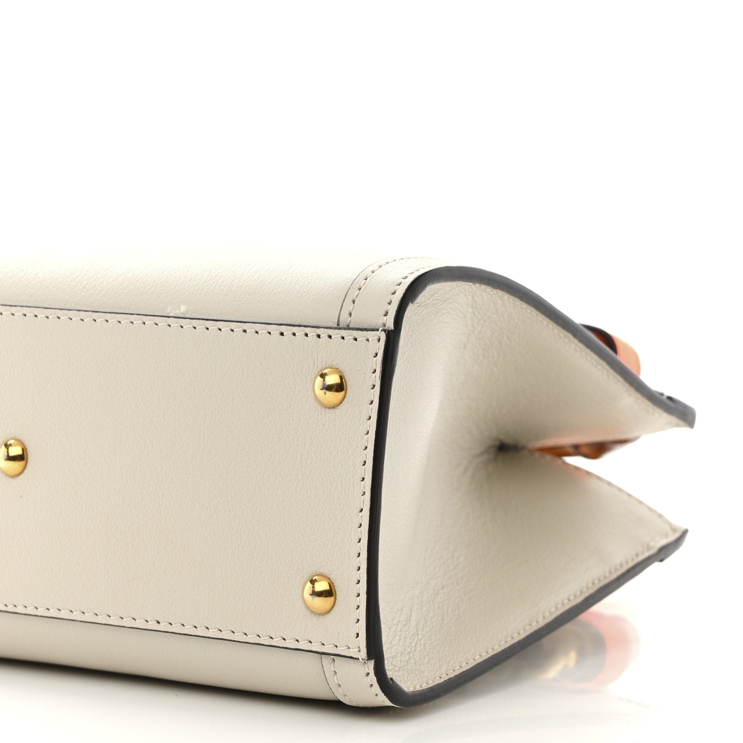 Wonka Grain Calfskin Mini Diana Tote Bag Mystic White Orange Fluo