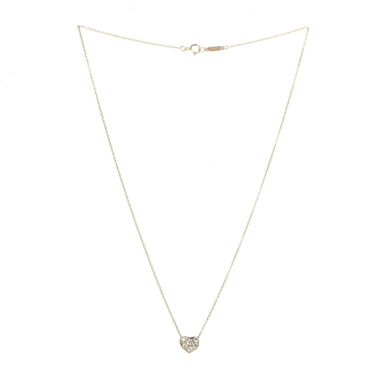 18K Yellow Gold Diamond Heart Pendant Necklace