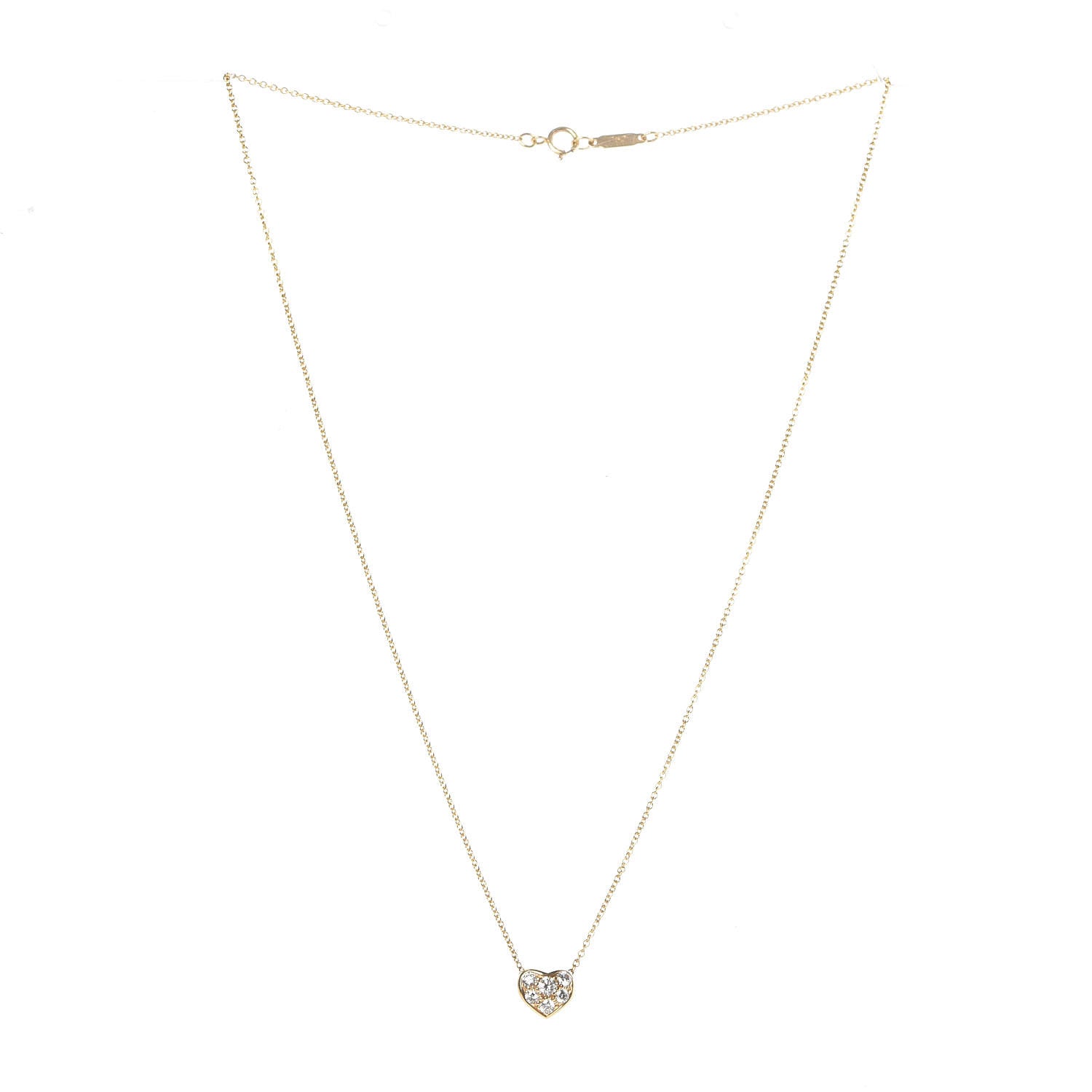 Tiffany 18K Yellow Gold Diamond Heart Pendant Necklace 3 of 6
