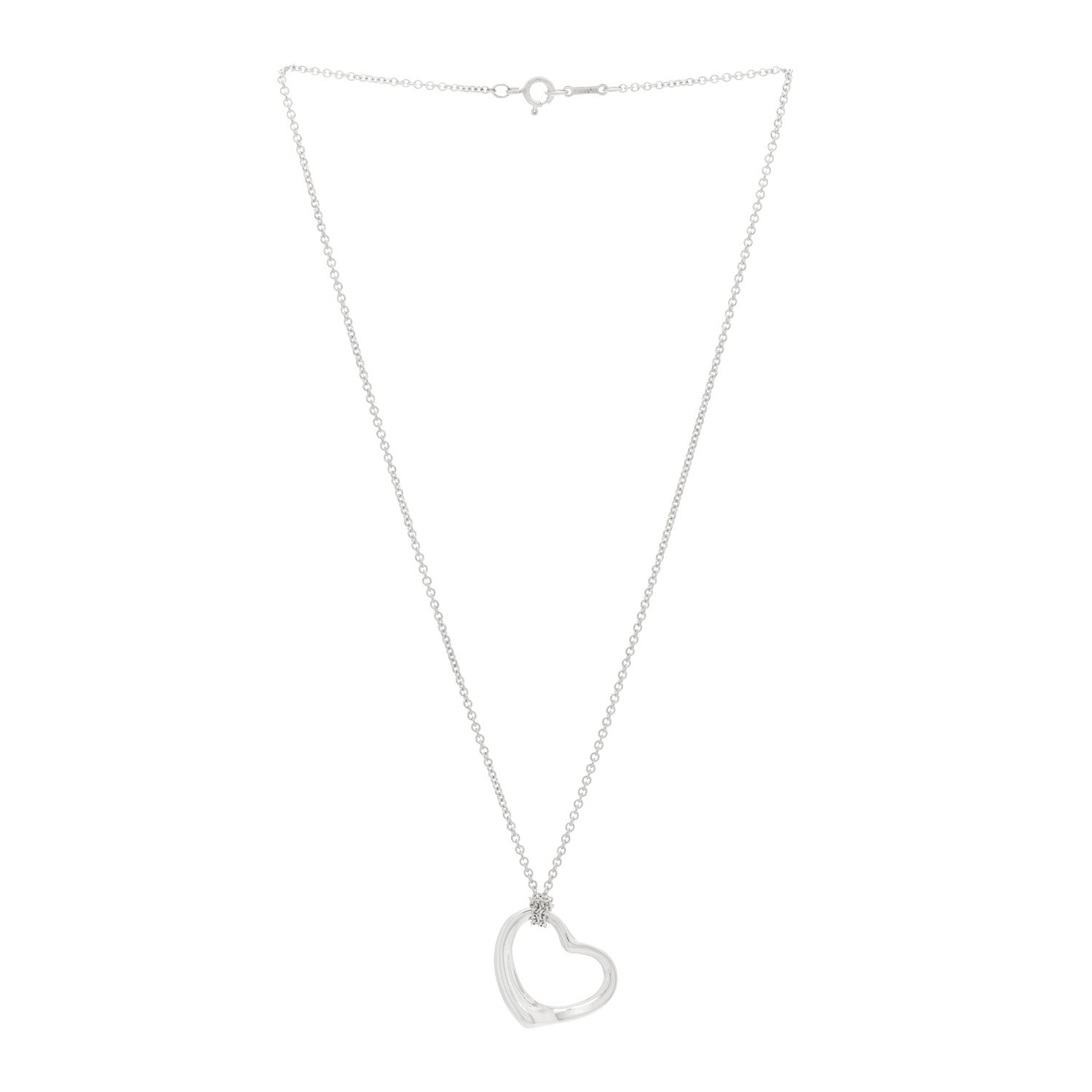 Tiffany Sterling Silver Elsa Peretti 22mm Open Heart Pendant Necklace 3 of 4