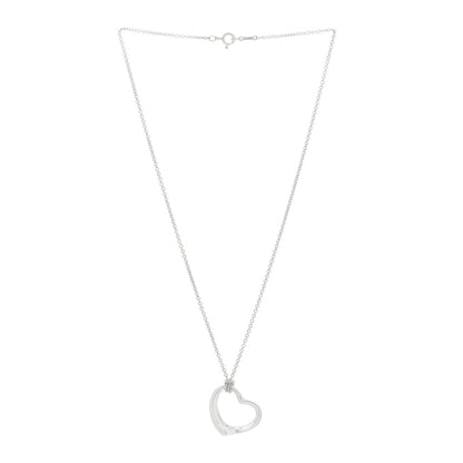 Tiffany Sterling Silver Elsa Peretti 22mm Open Heart Pendant Necklace 3 of 4