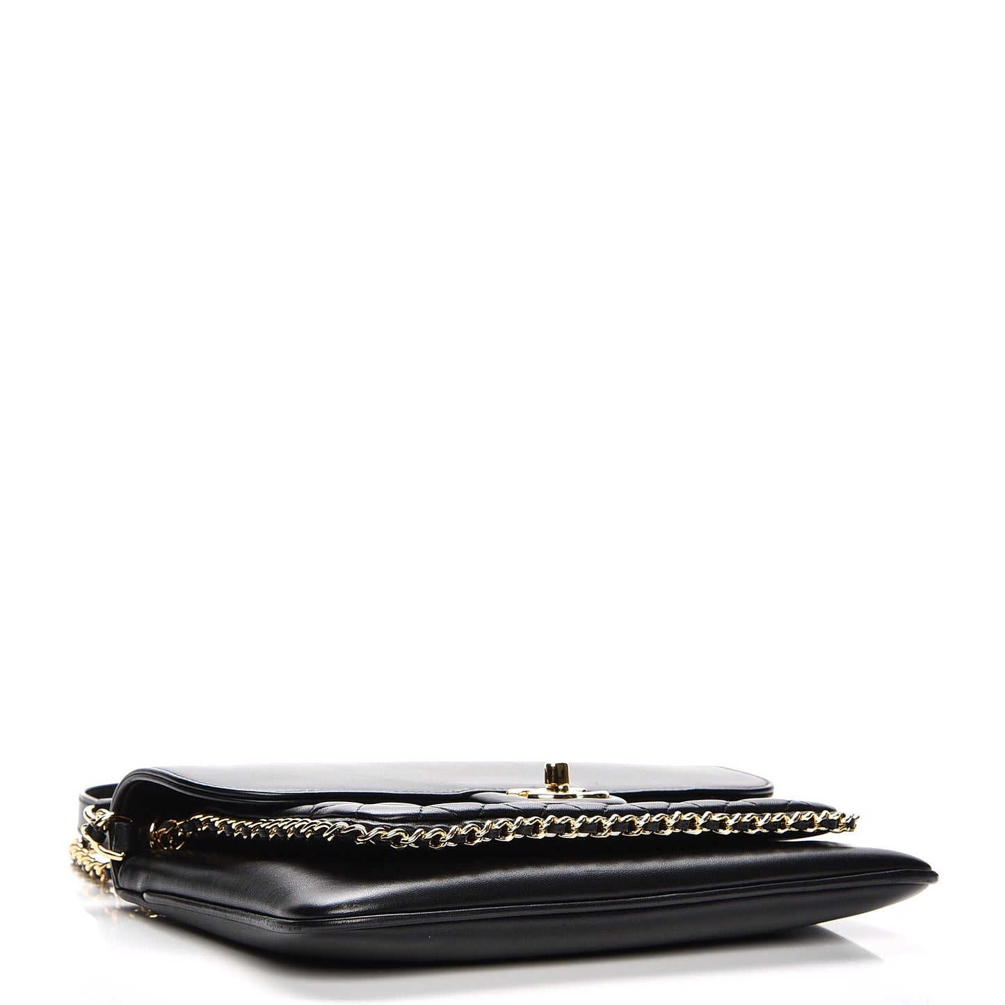 Lambskin Quilted Large CC Unchained Crossbody Black