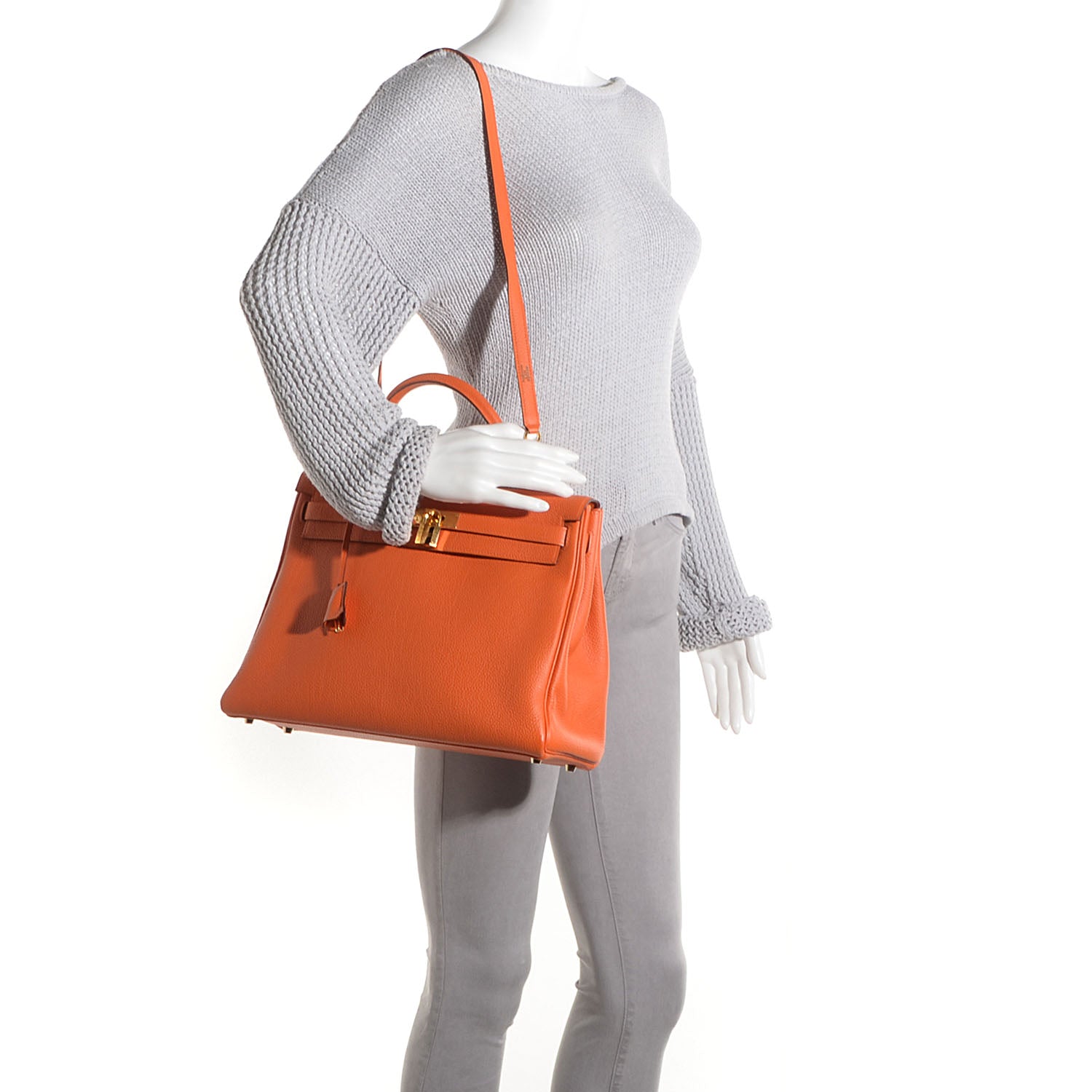 Hermes Togo Kelly Retourne 35 Orange 2 of 22