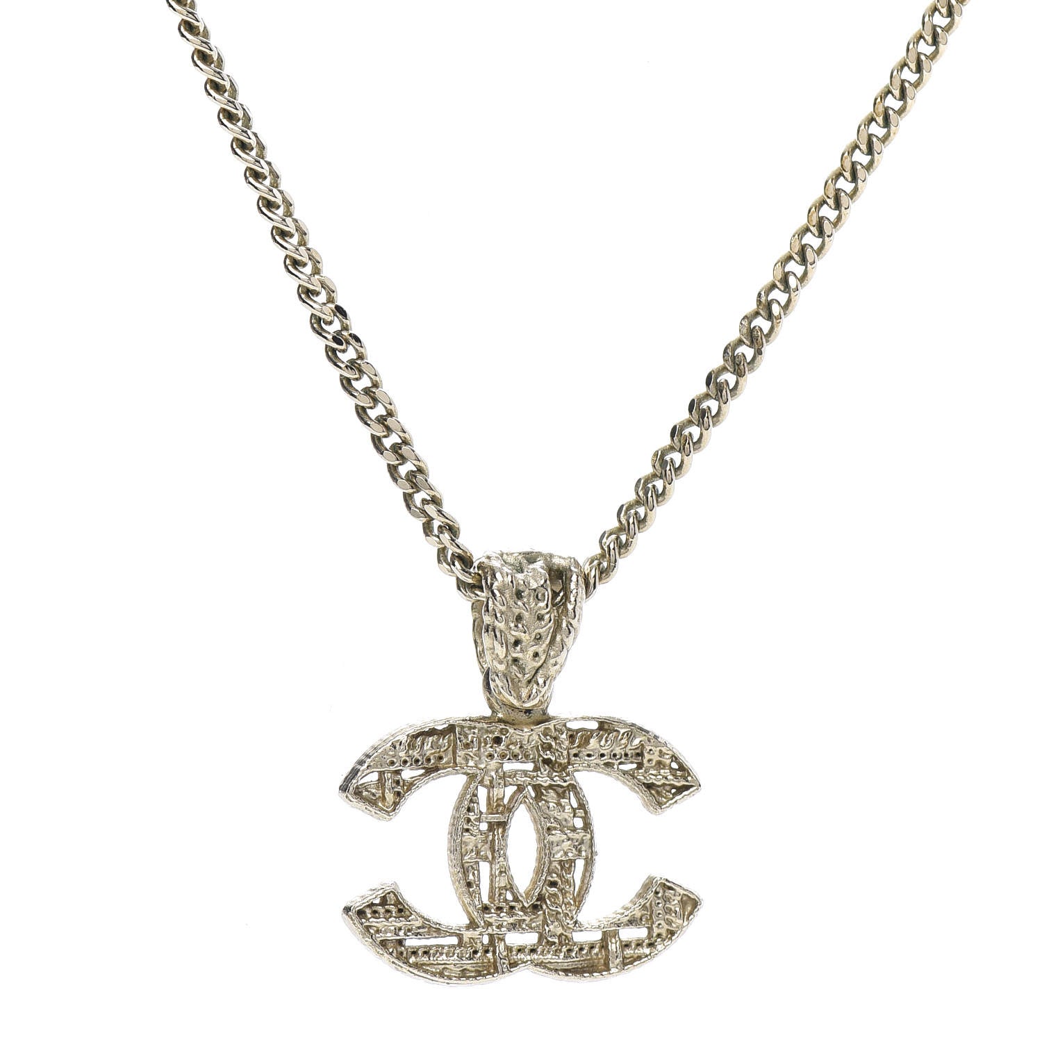 Chanel Tweed Effect CC Necklace Gold 4 of 6