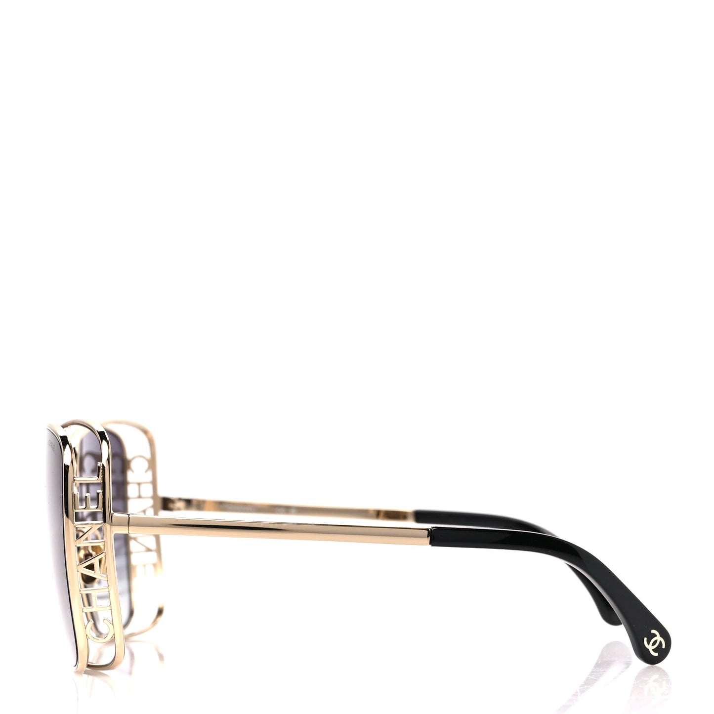 Metal Logo Square Sunglasses 71541 Gold