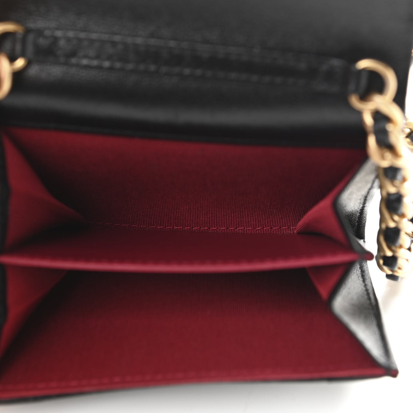 Shiny Goatskin Quilted Chanel 19 Flap Coin Purse With Chain Black