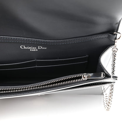 Christian Dior Metallic Patent Micro-Cannage Diorama Wallet on Chain Pouch Silver 5 of 10