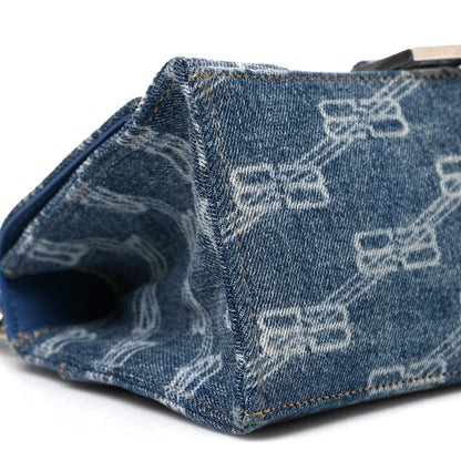 Balenciaga Denim BB Monogram Small Hourglass Top Handle Bag Blue 9 of 10