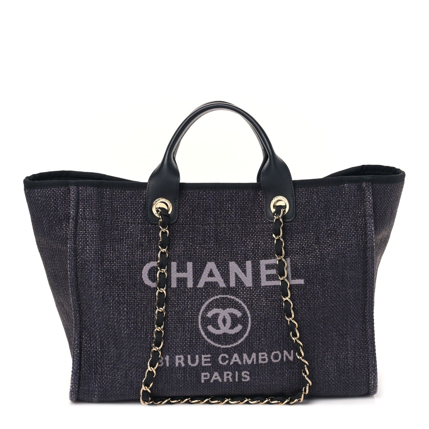 Chanel Woven Straw Raffia Medium Deauville Tote Black 1 of 9