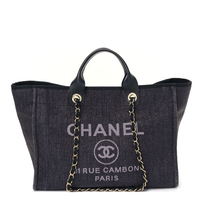 Chanel Woven Straw Raffia Medium Deauville Tote Black 1 of 9