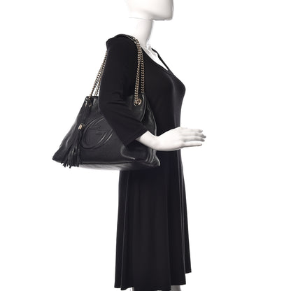 Gucci Pebbled Calfskin Medium Soho Chain Shoulder Bag Black 2 of 13