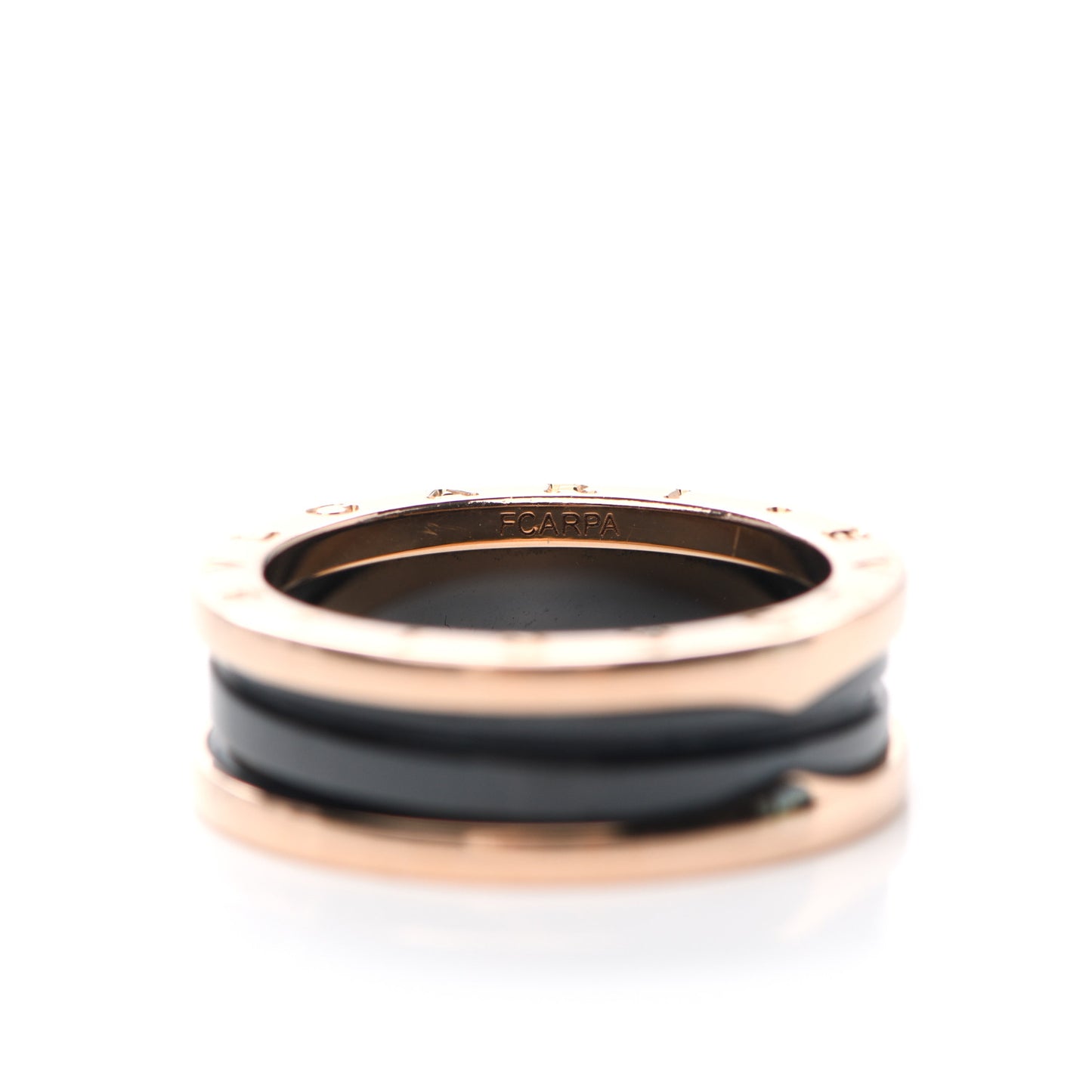 18K Rose Gold Black Ceramic B.Zero1 Two-Band Ring 63 10.5