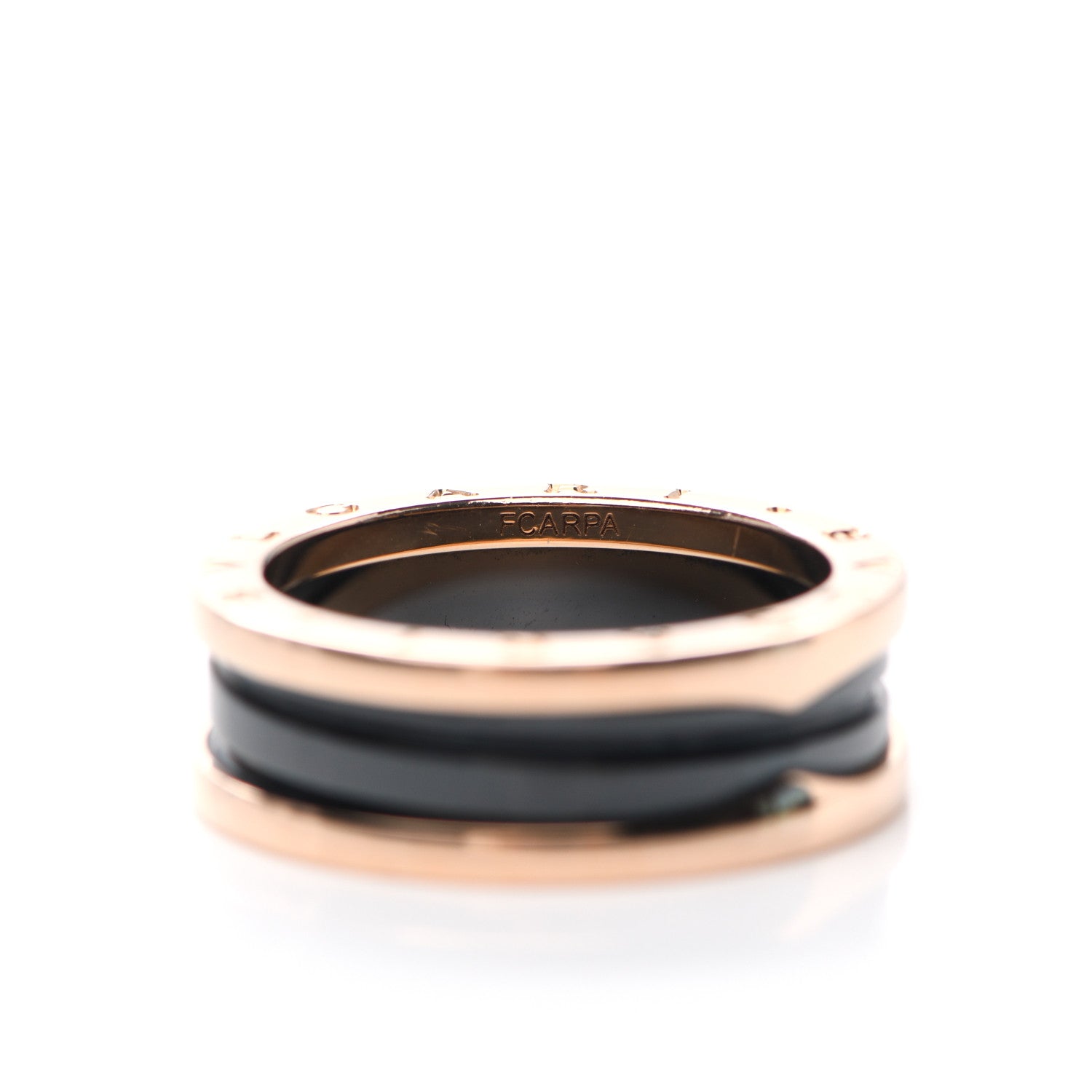 Bulgari 18K Rose Gold Black Ceramic B.Zero1 Two-Band Ring 63 10.5 5 of 7