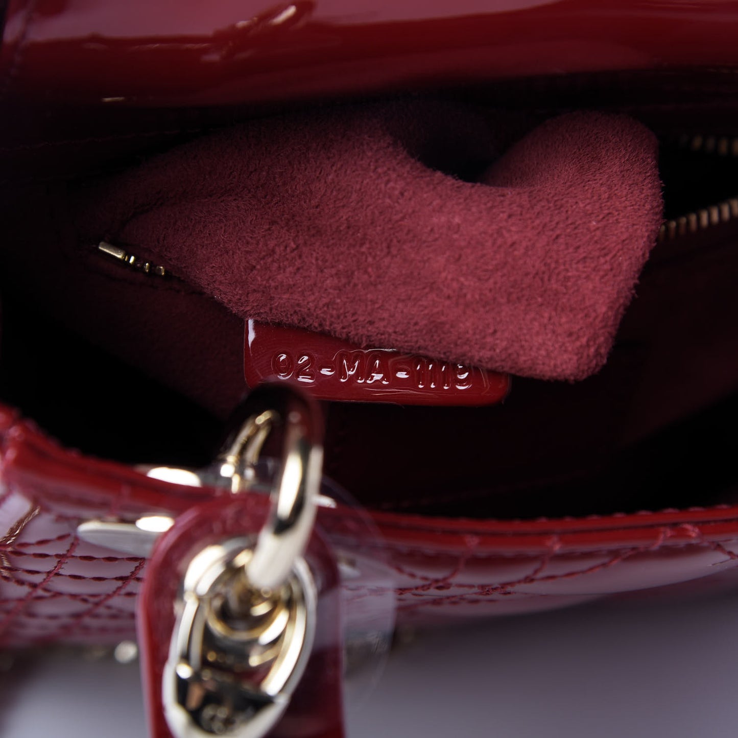 Patent Cannage Mini Lady Dior Red