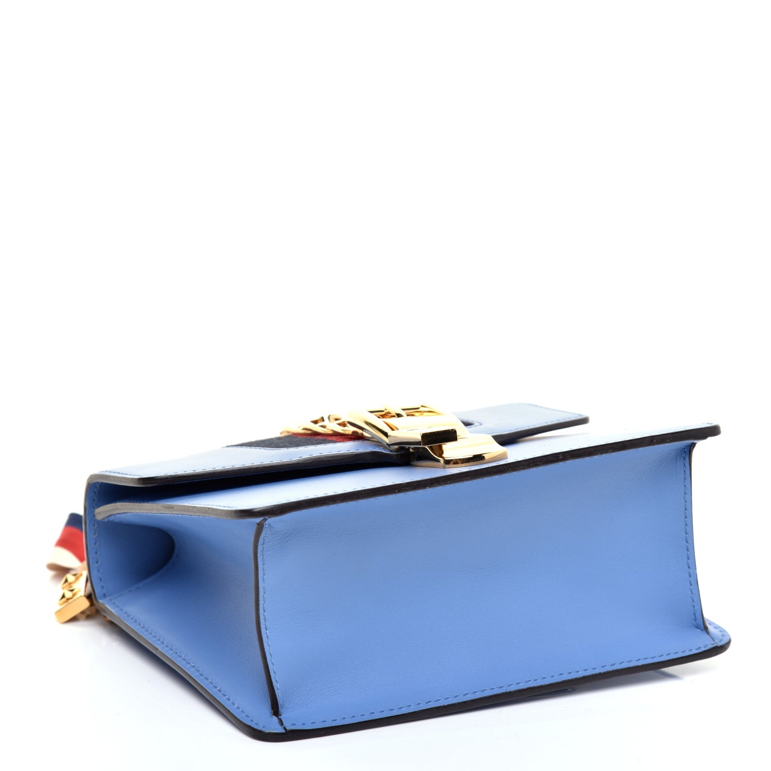 Gucci Calfskin Mini Sylvie Chain Shoulder Bag Clear Sky Blue 4 of 10