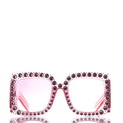 Gucci Acetate Crystal Oversize Sunglasses GG0145S Pink 2 of 7