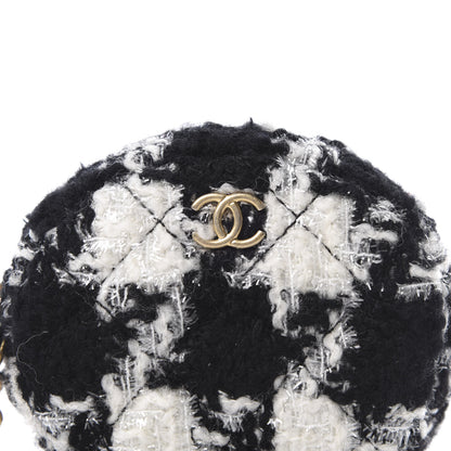 Chanel Tweed Shearling Quilted Coin Purse Ecru Black 8 of 8