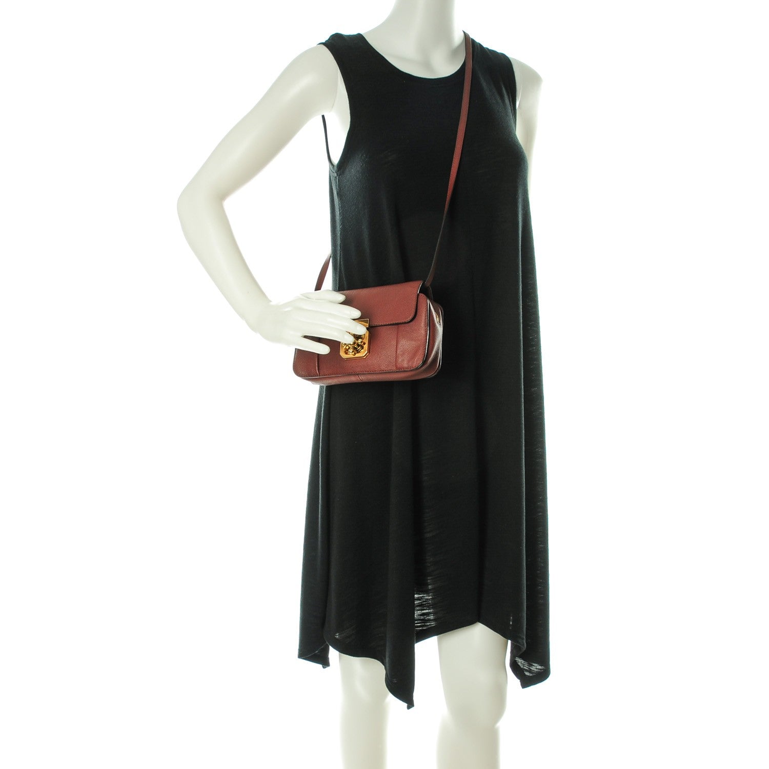 Chloe Calfskin Mini Elsie Crossbody Bag Chocolate 2 of 7