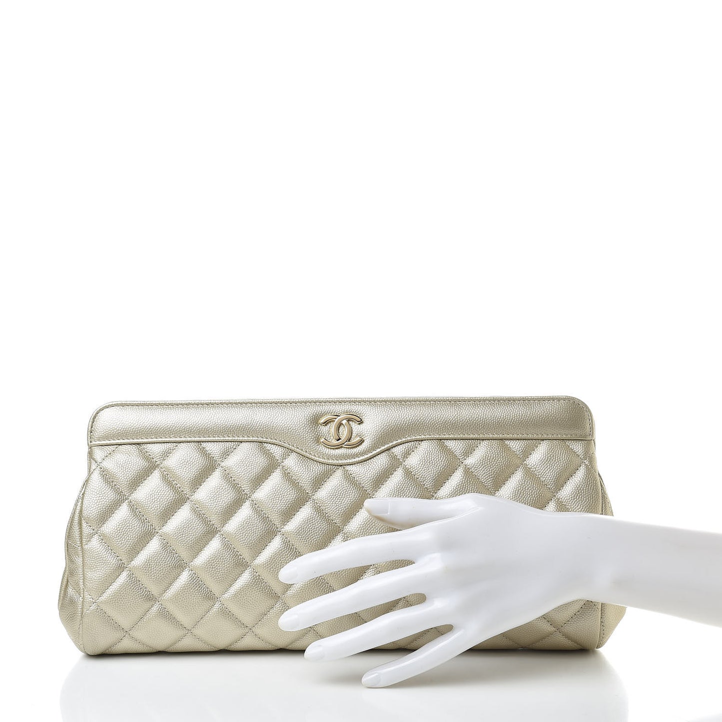 Caviar Quilted Clutch Gold