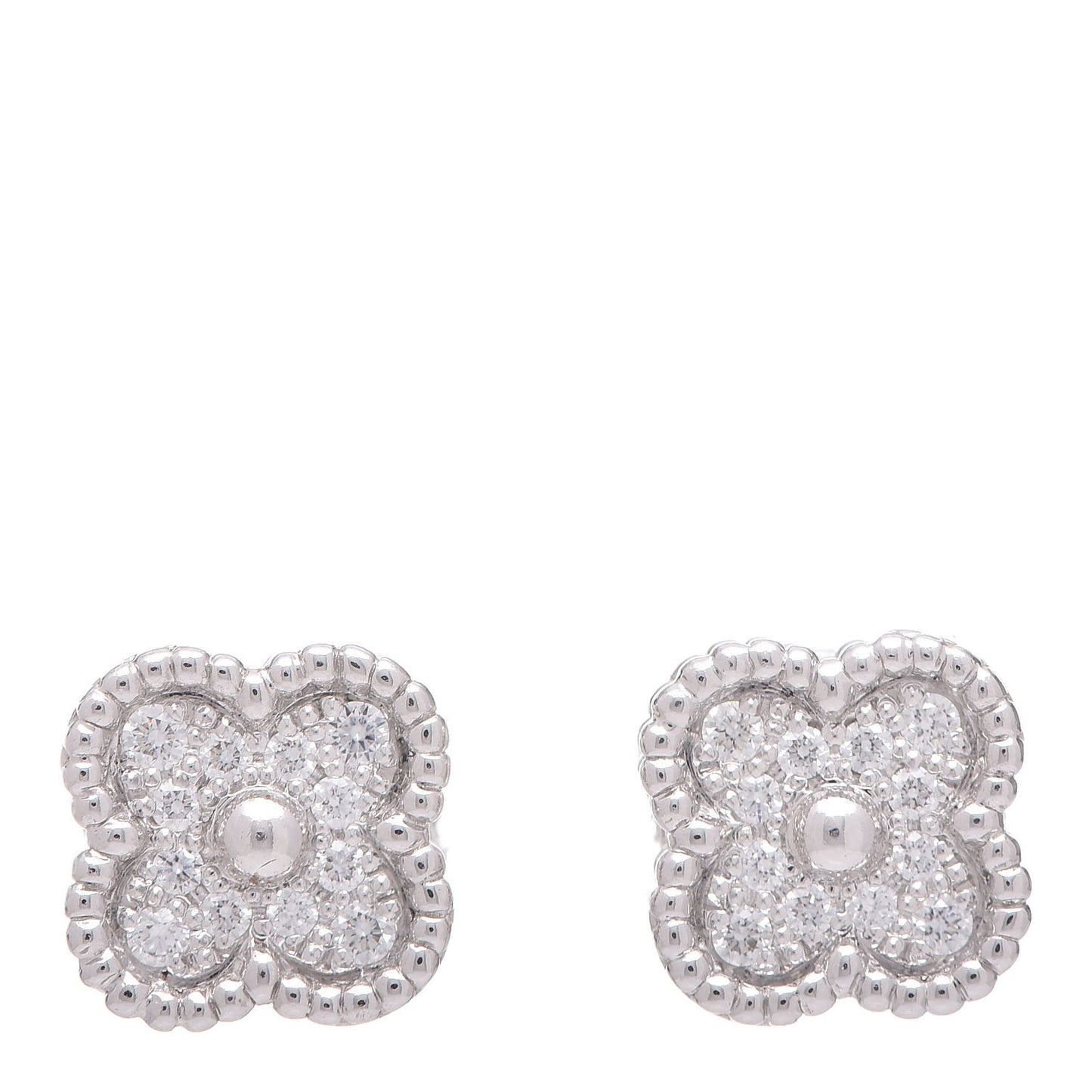 18K White Gold Diamond Sweet Alhambra Earrings