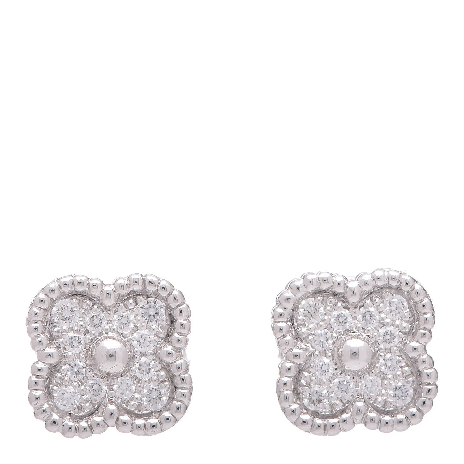 Van Cleef & Arpels 18K White Gold Diamond Sweet Alhambra Earrings 1 of 4