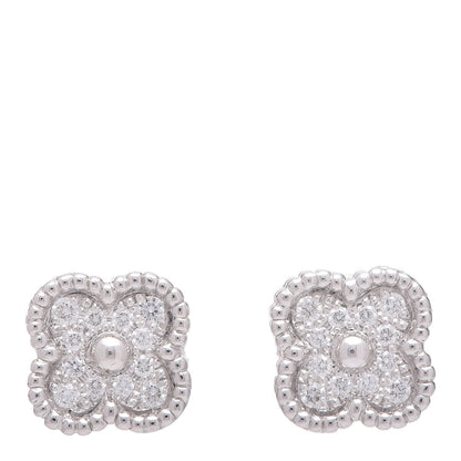 Van Cleef & Arpels 18K White Gold Diamond Sweet Alhambra Earrings 1 of 4