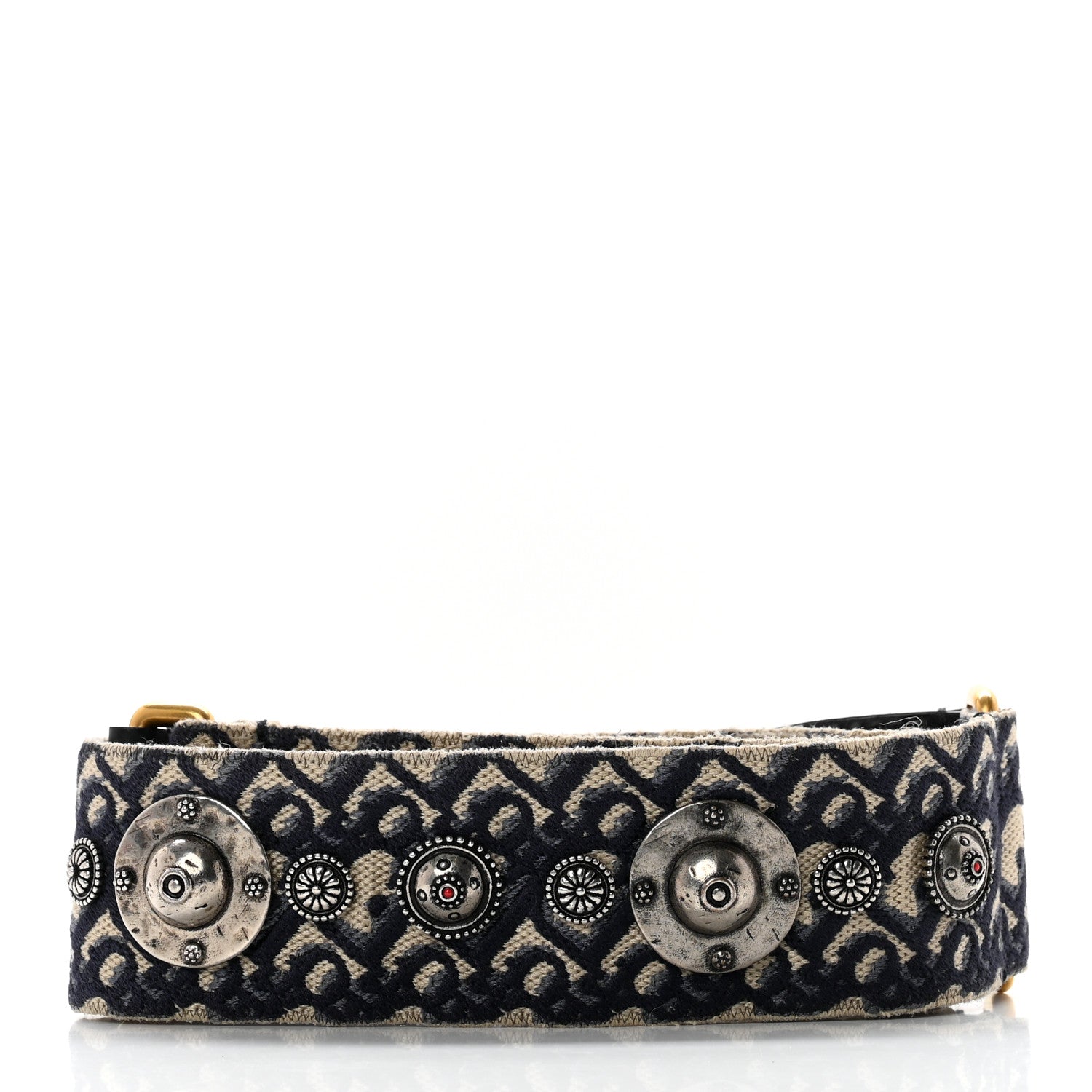 Christian Dior Oblique Studded Shoulder Strap Blue 2 of 3