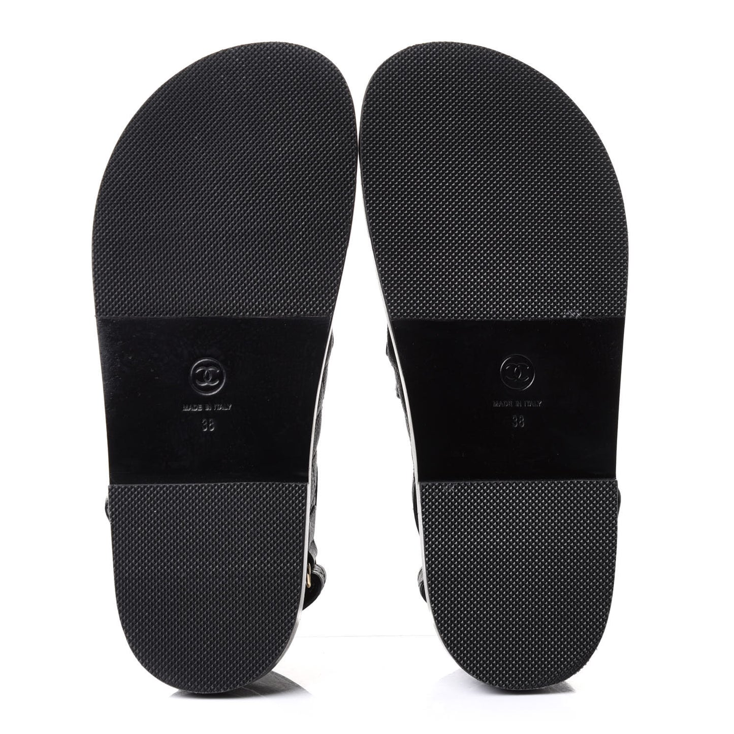 Grained Calfskin Velcro Dad Sandals 38 Black