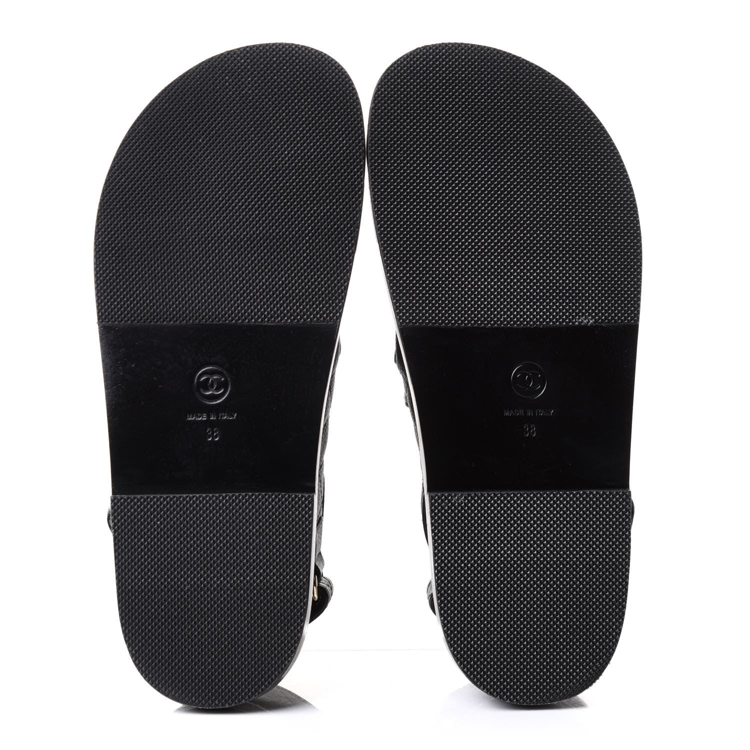 Chanel Grained Calfskin Velcro Dad Sandals 38 Black 5 of 17