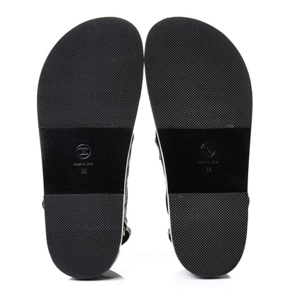 Chanel Grained Calfskin Velcro Dad Sandals 38 Black 5 of 17