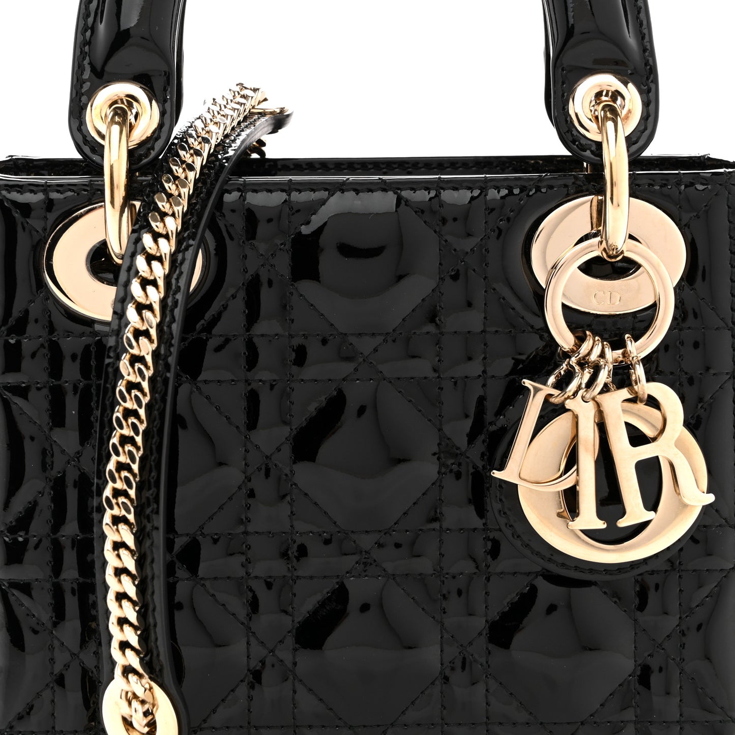 Patent Cannage Mini Lady Dior Black