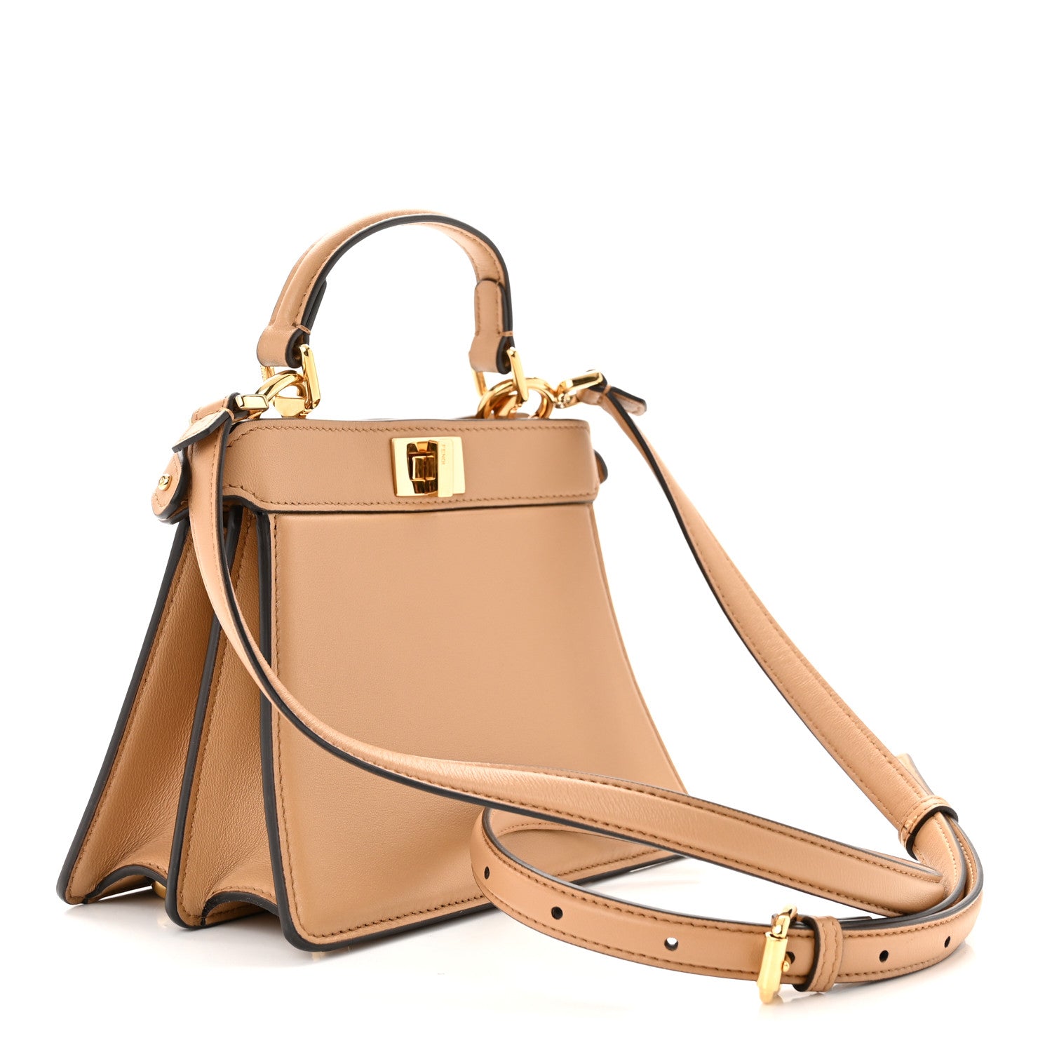 Fendi Shiny Nappa Petite Peekaboo I SEE U Satchel Miele Scuro 3 of 10